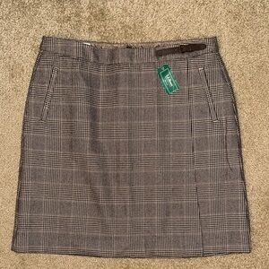 L.L. Bean Brown and Cream  Plaid Pencil Skirt